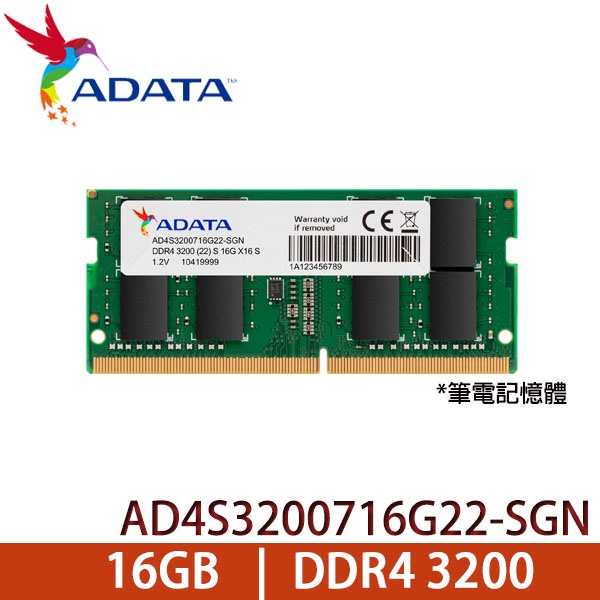 Ad4s3200716g22 ADATA RAM DDR4 SO-DIMM 16GB 3200 (22) NB