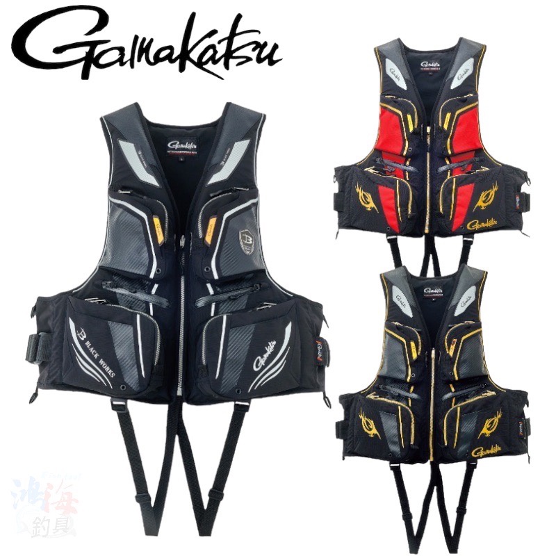 gamakatsu》22 GM-2193 釣魚救生衣BLACK WORKS 救生背心中壢鴻海釣具館