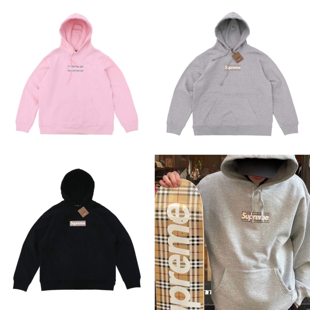 全新限量免運Supreme Burberry Box Logo Hooded Sweatshirt男女情侶BBR