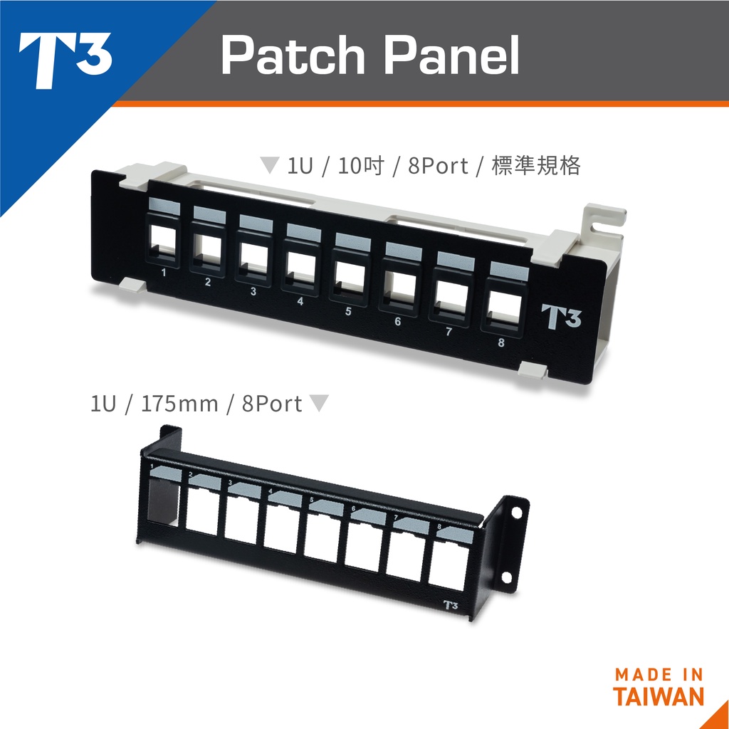 【★ 美國 T3 】 壁掛式 跳線面板 空白跳線架 1U 8P Patch Panel 89D支架 | 蝦皮購物