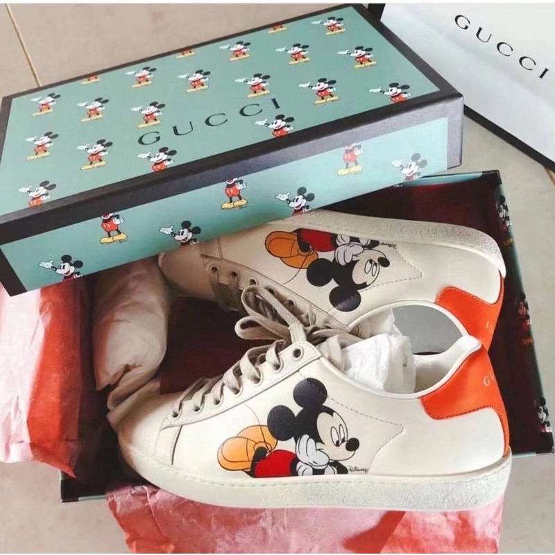 (WMNS) Disney x Gucci Ace Low 'Mickey Mouse - Ivory' 602129-AYO70-9591 US 8½