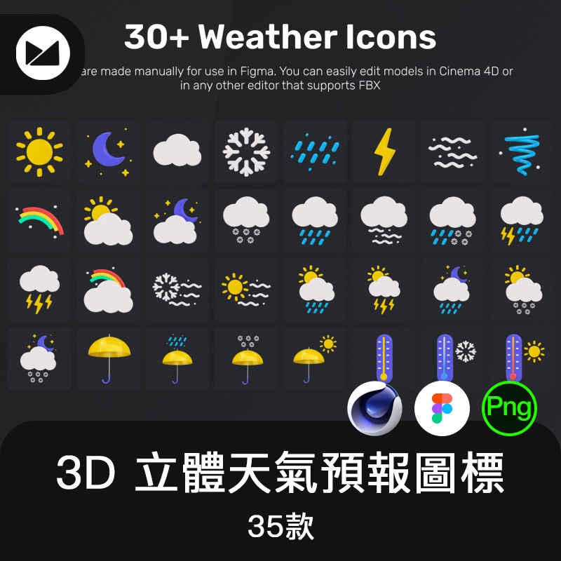 天氣預報icon圖標雲朵下雨3D立體時尚模型UI設計圖標PNG素材C011 | 蝦皮購物