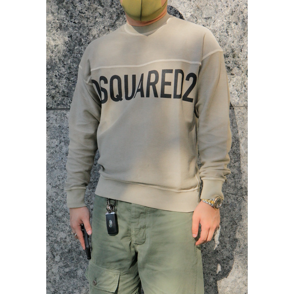 DSQUARED2 22FW COOL FIT LOGO 沙色長袖圓領衛衣上衣| 蝦皮購物