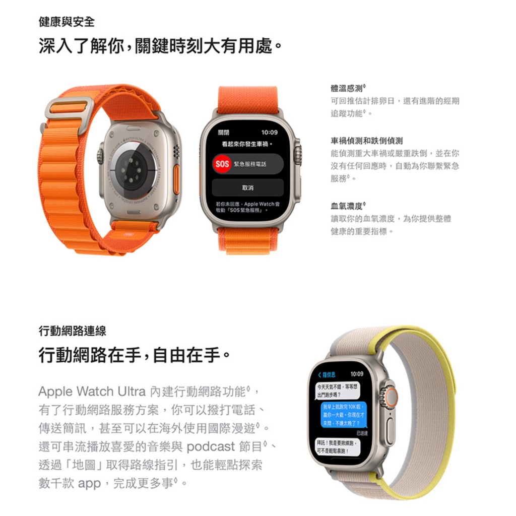 Apple Watch Ultra 海洋錶帶49mm 鈦金屬錶殼GPS + Cellular 原廠公司貨