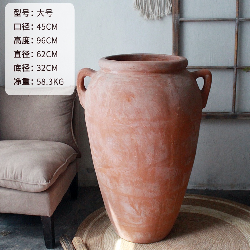 新品免運到府花盆落地花盆粗陶盆種植盆水養盆美版大陶罐落地大陶器景觀