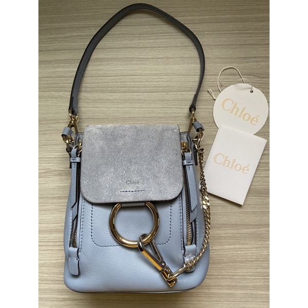 chloe faye mini backpack 開 箱 Chloe Faye Mini Backpack 後背包水洗藍霧霾藍| 蝦皮購物