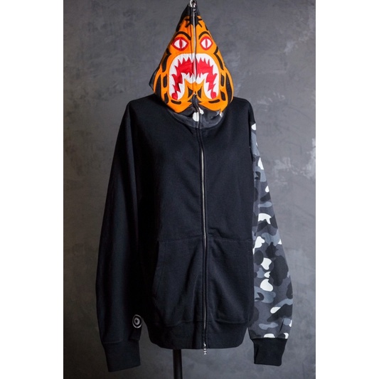 A Bathing Ape BAPE City Camo Tiger Zip Hoodie NIGO虎鯊迷彩拼接連帽