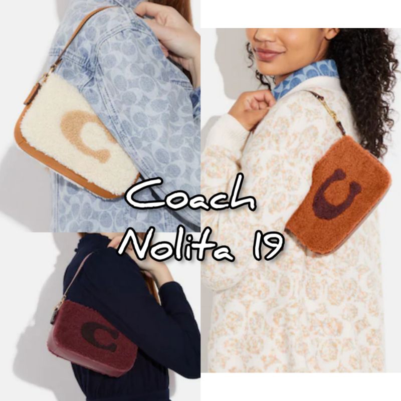 美國代購Coach Nolita 19 In Shearling With Motif 羊毛手提肩背包 毛絨絨包