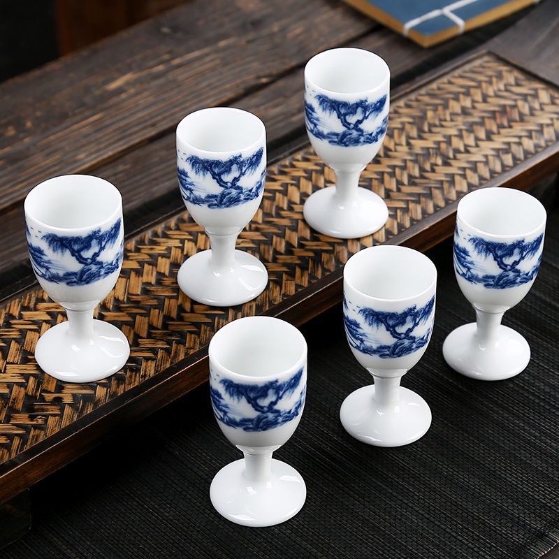 景德鎮 酒杯 臺灣優選】新品景德鎮陶瓷酒杯酒盅白酒盃烈酒盃高腳盃小酒杯單個白酒杯