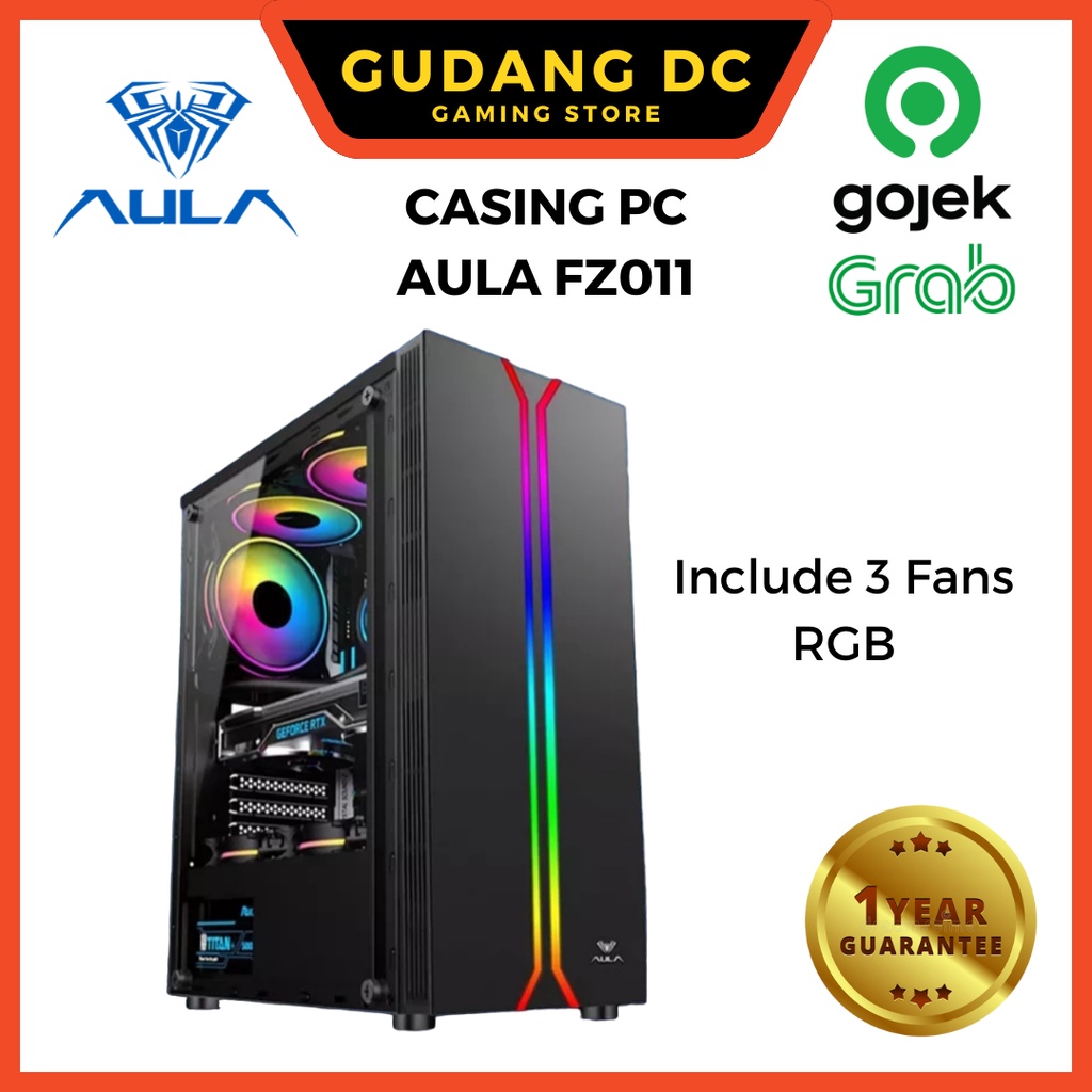 遊戲 PC 機箱包括 3 個風扇 RGB 雙條 RGB LED 開關 PC 型號機箱霍爾 REACTOR FZ011 | 蝦皮購物