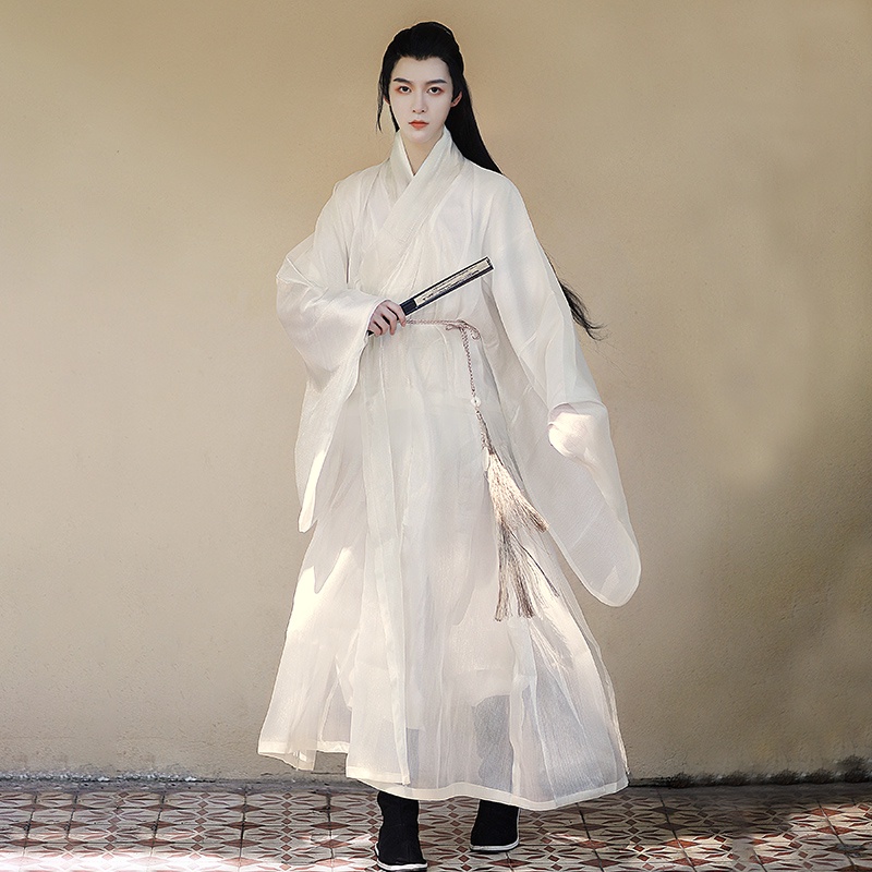 漢伴 素華 漢服 男款 白色 明制 道袍 古裝風 秋冬季 日常 正品 修身版型 | 蝦皮購物