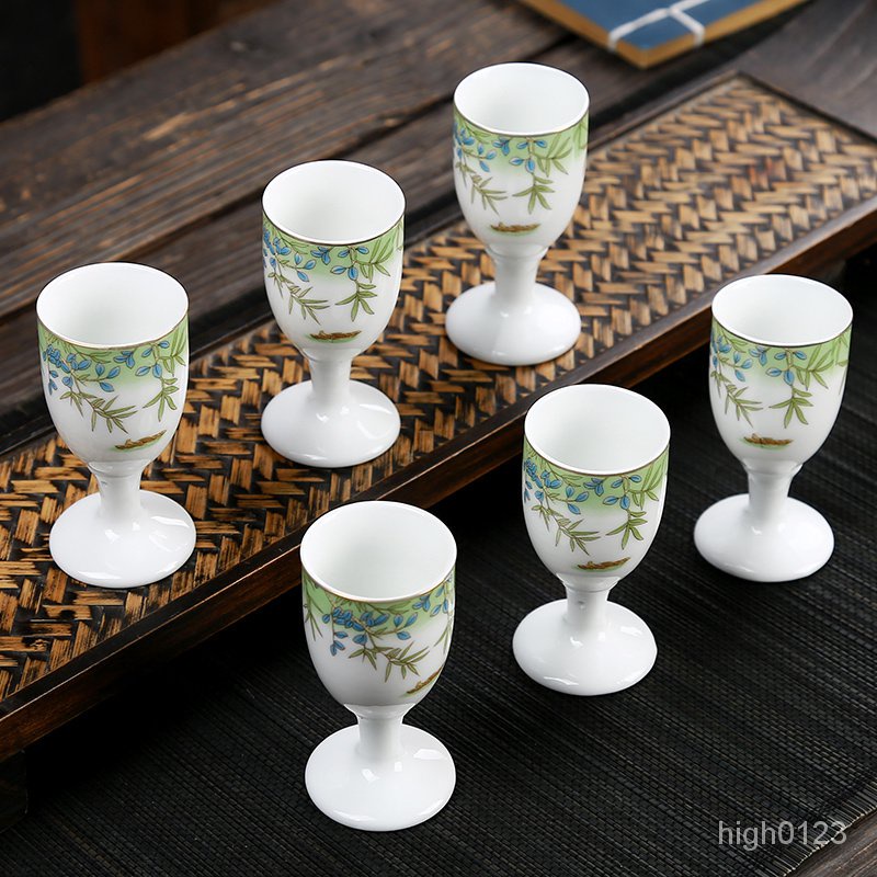 臺灣優選】新品景德鎮陶瓷酒杯酒盅白酒盃烈酒盃高腳盃小酒杯單個白酒杯