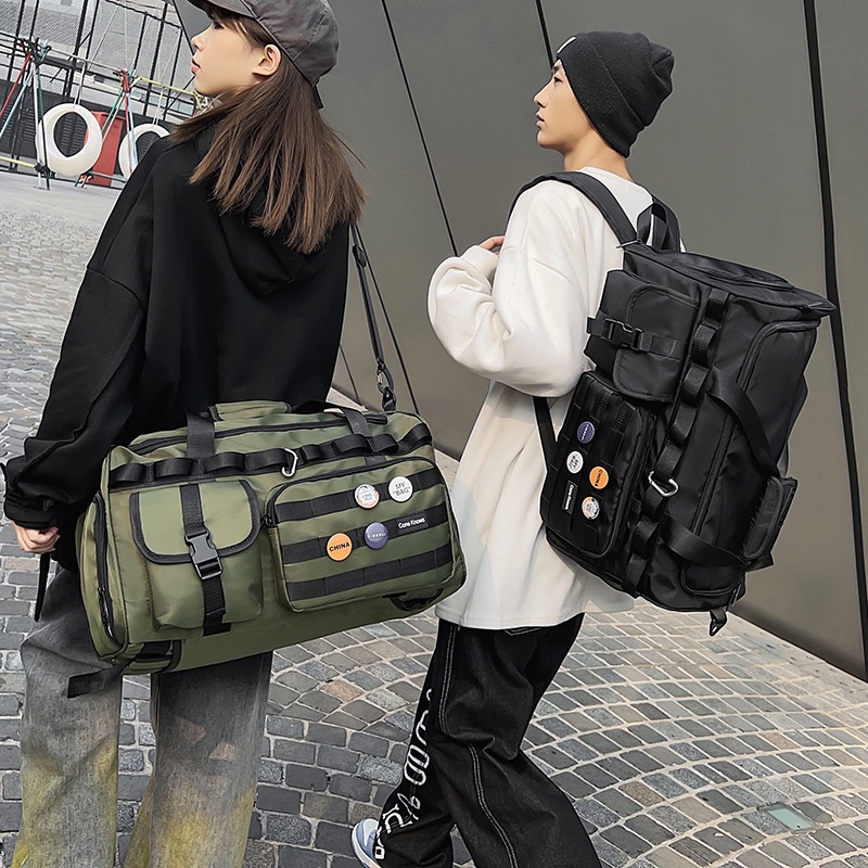 現貨新款潮牌旅行包男手提包大容量斜背包輕便運動包學生行李袋防水行李