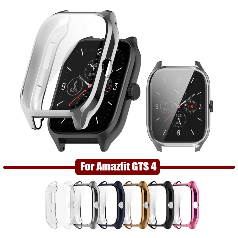 保護殼TPU軟殼適用於華米Amazfit GTS 4 GTS4 配件電鍍帶屏幕保護膜的