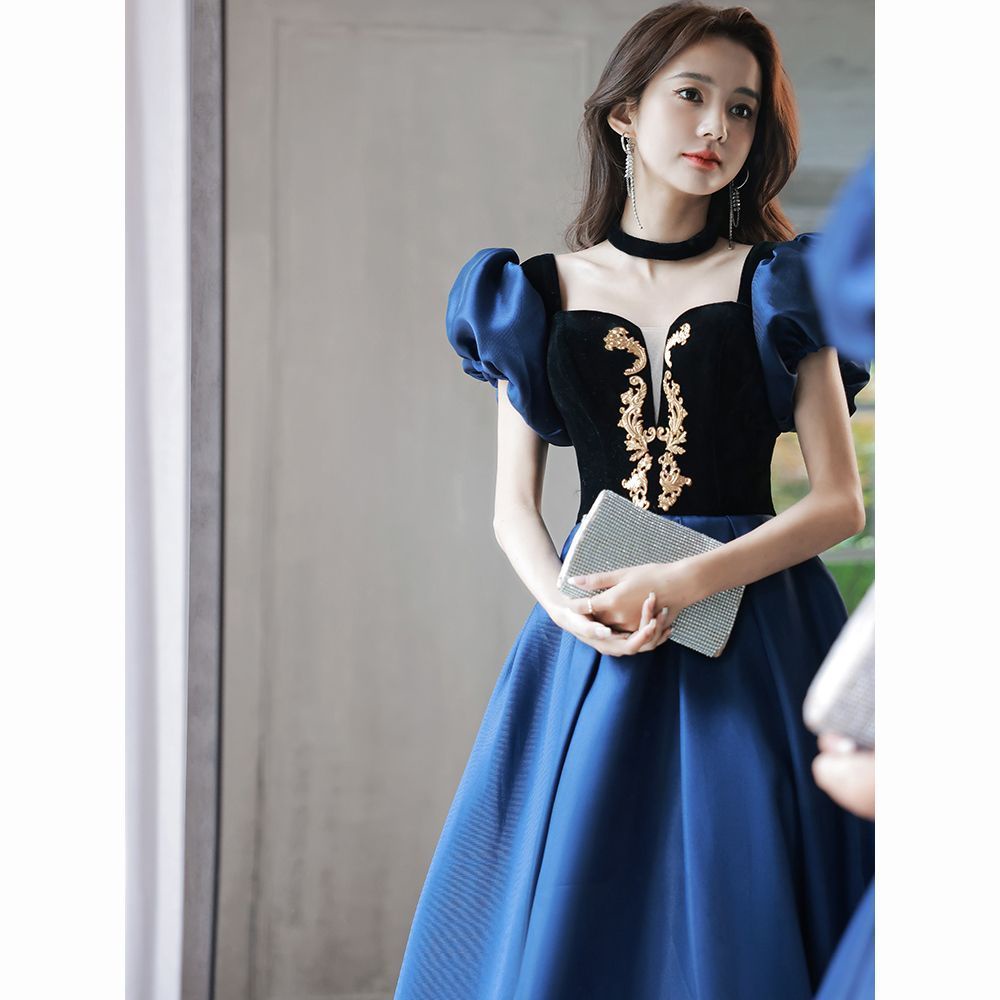 晚宴禮服 高級性感名媛風宴會晚禮服裙高端輕奢2022新款法式宮廷公主裙長款優雅高貴主持人 | 蝦皮購物