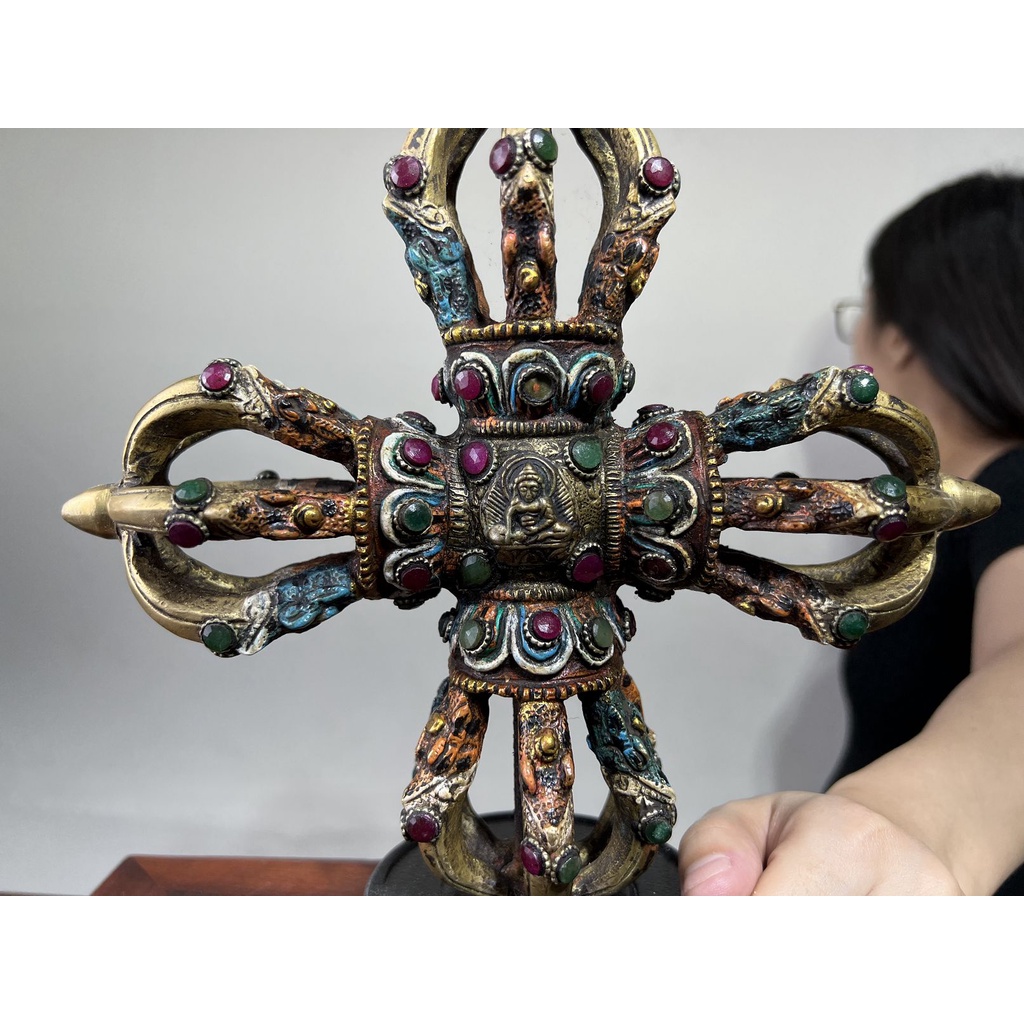 66藝品】藏傳佛教法器純銅【十字金剛杵】H68 西藏密宗唐卡降魔杵 66藝品】藏傳佛教法器純銅【十字金剛杵】H68 西藏密宗唐卡降魔杵