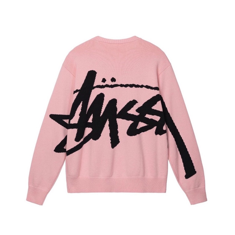 🇺🇸 Stussy Stock Sweater 22 大Logo 字母毛衣針織衫黑/粉紅長袖上衣