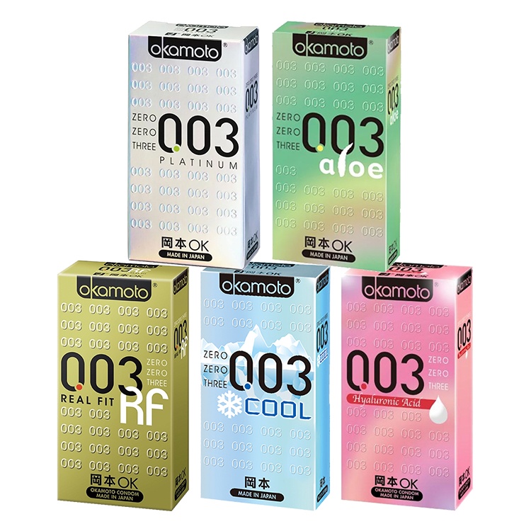 【699超商免運】岡本 Okamoto 003 貼身/薄荷/玻尿酸/蘆薈精華/光滑 衛生套 避孕套 保險套10入/盒 | 蝦皮購物