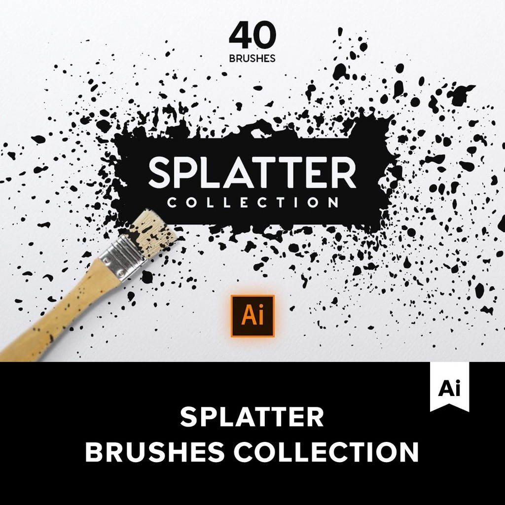 Illustrator筆刷 | 40款毛筆筆墨飛濺筆刷 Splatter Brushes Collection | 蝦皮購物