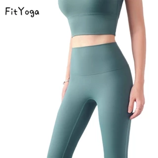 【台灣現貨】 FitYoga （L）新款歐美提臀高腰健身運動長褲 裸感無尷尬線跑步緊身瑜伽褲