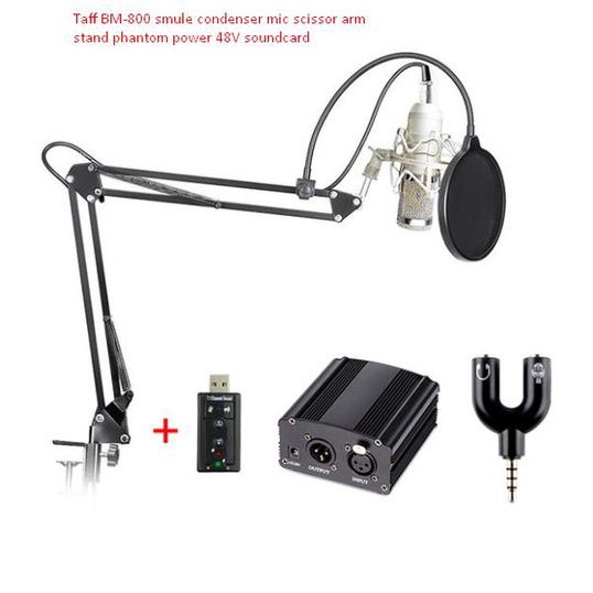 Taff BM-800 煙霧電容麥克風剪刀臂支架幻象電源 48V 聲卡流行過濾器 | 蝦皮購物
