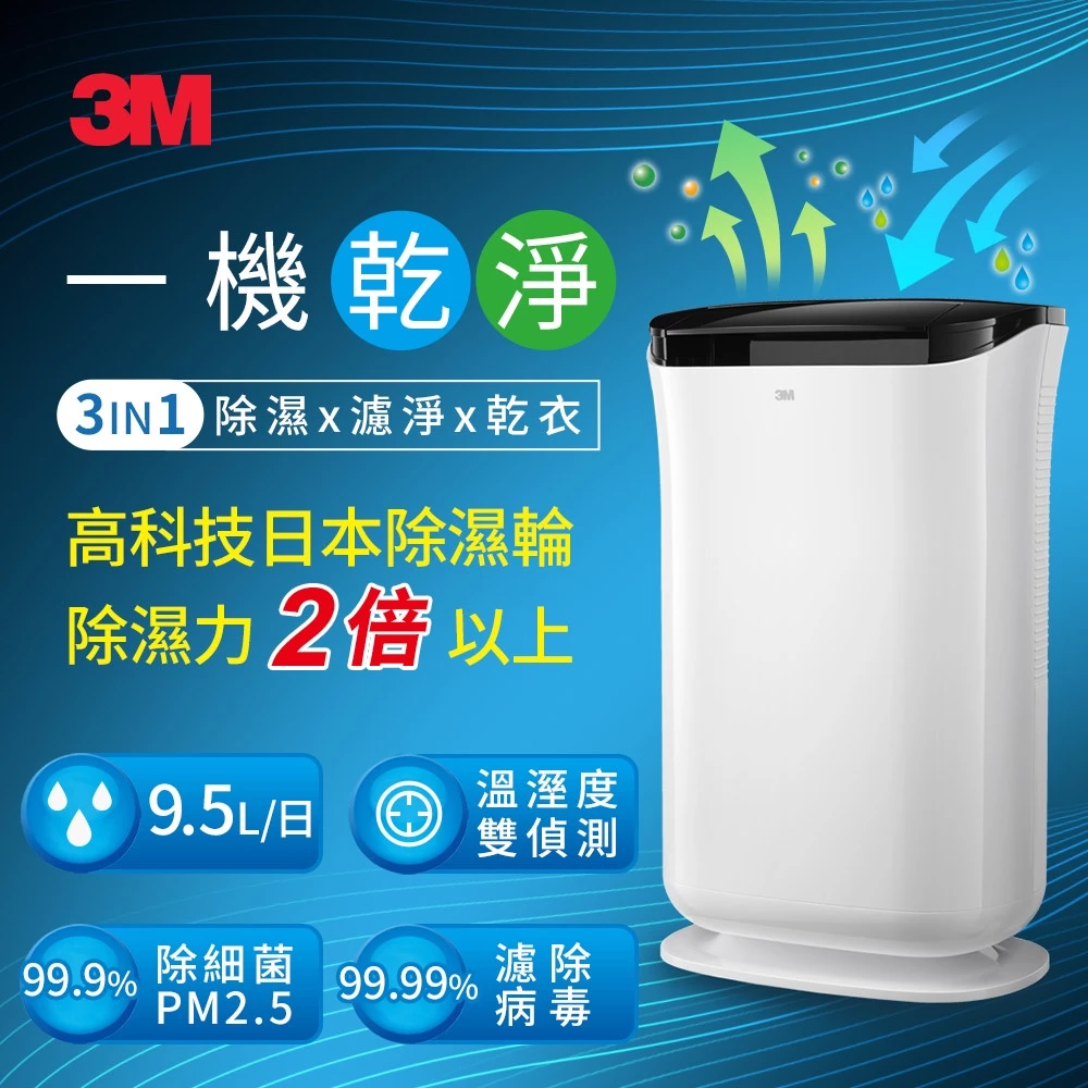 【冬日極致防潮淨化】3M 雙效空氣清淨除濕機 (FD-A90W):日系無壓縮機除濕輪與超微米靜電濾網,小坪數空間的完美守護者