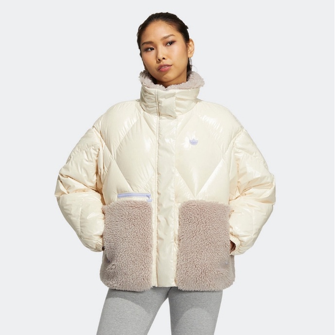 R-MAN】 Adidas Down Sherpa Mix 女款羽絨拼接絨毛外套HS9524