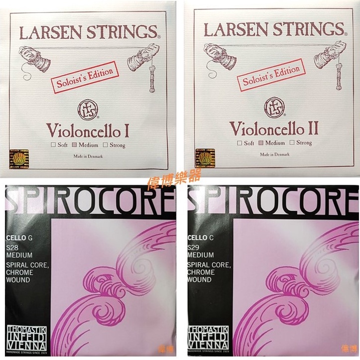 Set Corde Per Violoncello 4/4: Larsen Soloist A E D, Spirocore Tungsteno G E C (STARK)
