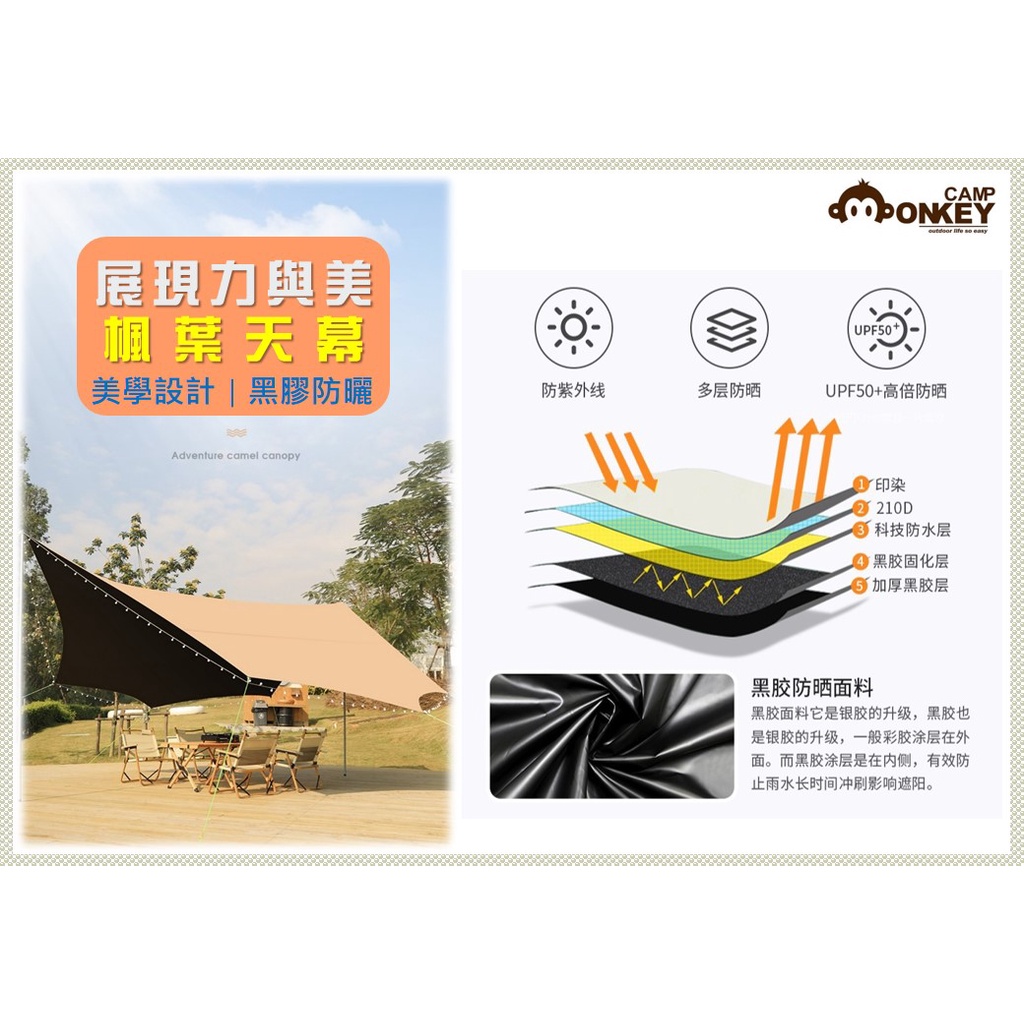 【Monkey CAMP】蝶天 蝶形天幕 黑膠 楓葉型天幕 八角天幕 排水性佳排風性好 適合迪卡儂奶茶充氣帳 熊帳 春帳 | 蝦皮購物