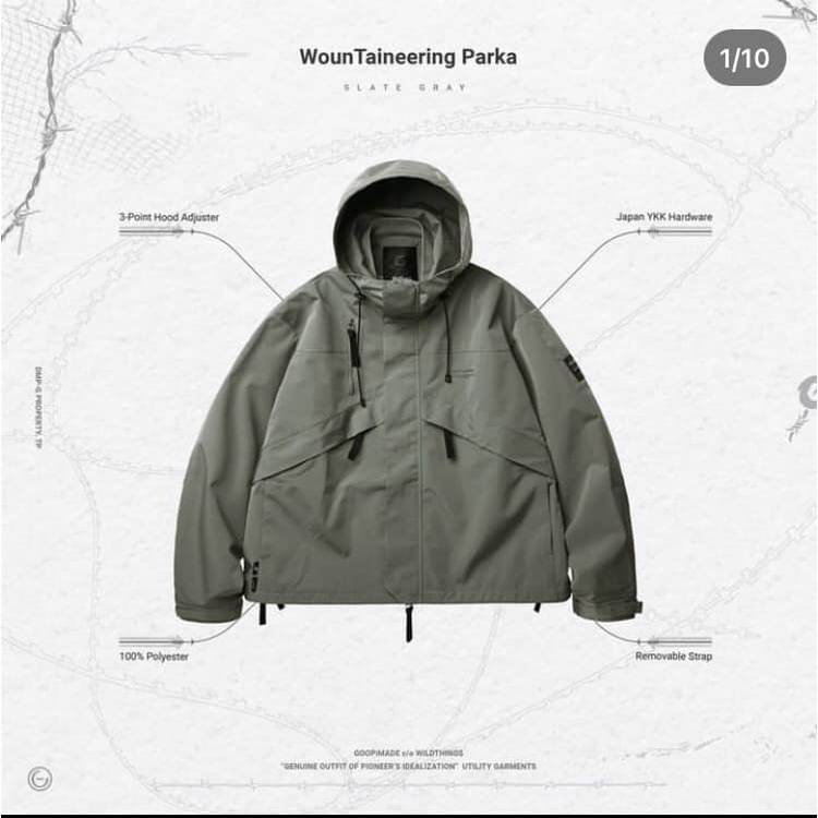 Goopi x WildThings WounTaineering Parka 灰黑藍六周年外套| 蝦皮購物