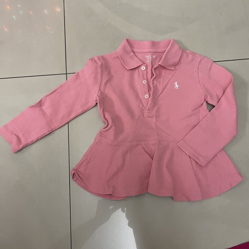 Ralph Lauren 24M 90/52 長袖POLO衫粉紅色二手衣| 蝦皮購物