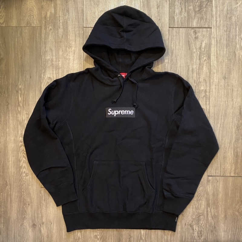 九成新M 絕版逸品Supreme Black Box Logo hoodie 黑色初代連帽T | 蝦皮購物