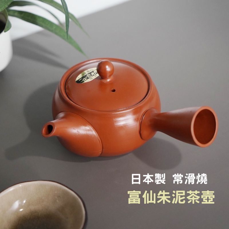 煎茶道具 常滑焼 石仙作 朱泥 松刻 茶注 急須 宝瓶