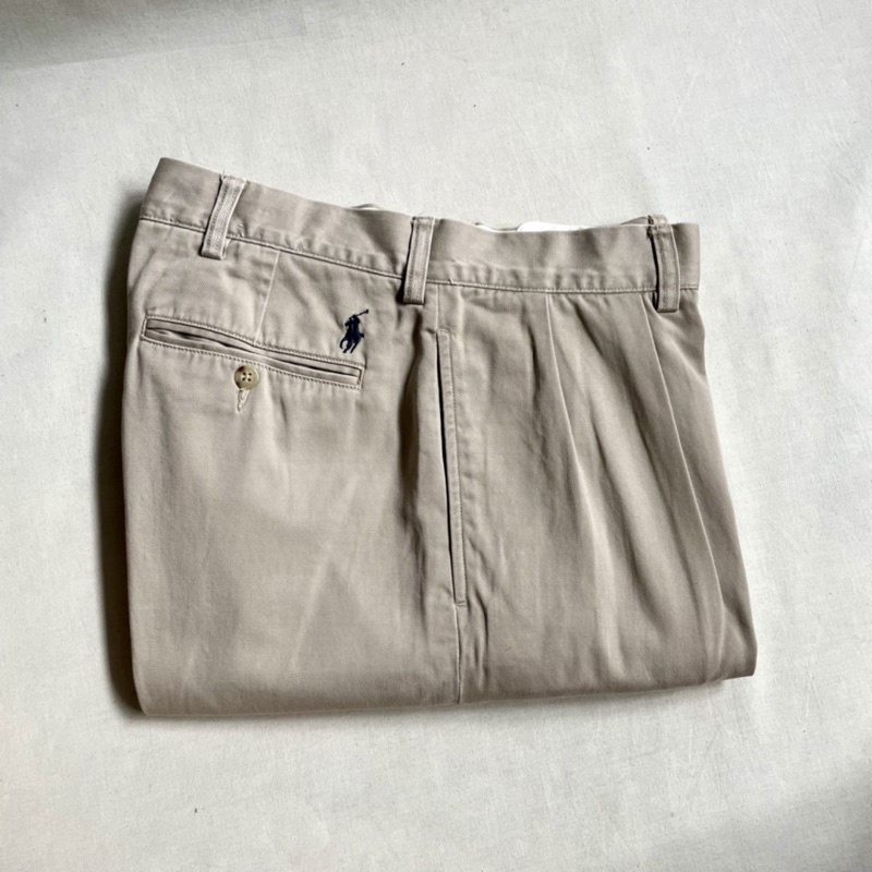 Ralph Lauren POLO by Ralph Lauren ETHAN PANT, two-pleat chino pants, men's size W35 cotton Beige type Vintage Second Hand main image 1