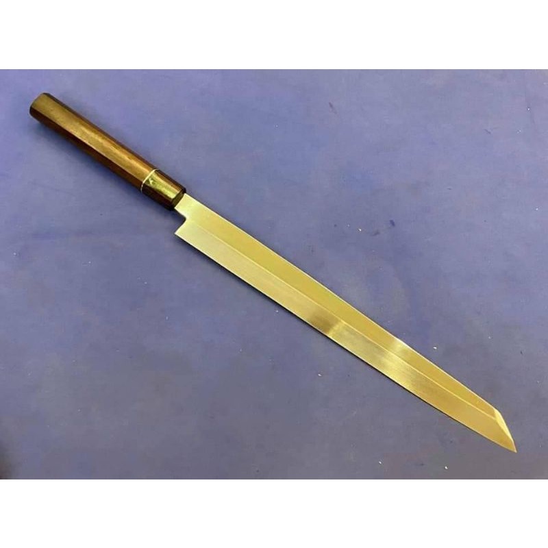 城山刃物切付柳刃340mm，VG10本燒，兩鏡面，HRC63硬度高銳利度好維持