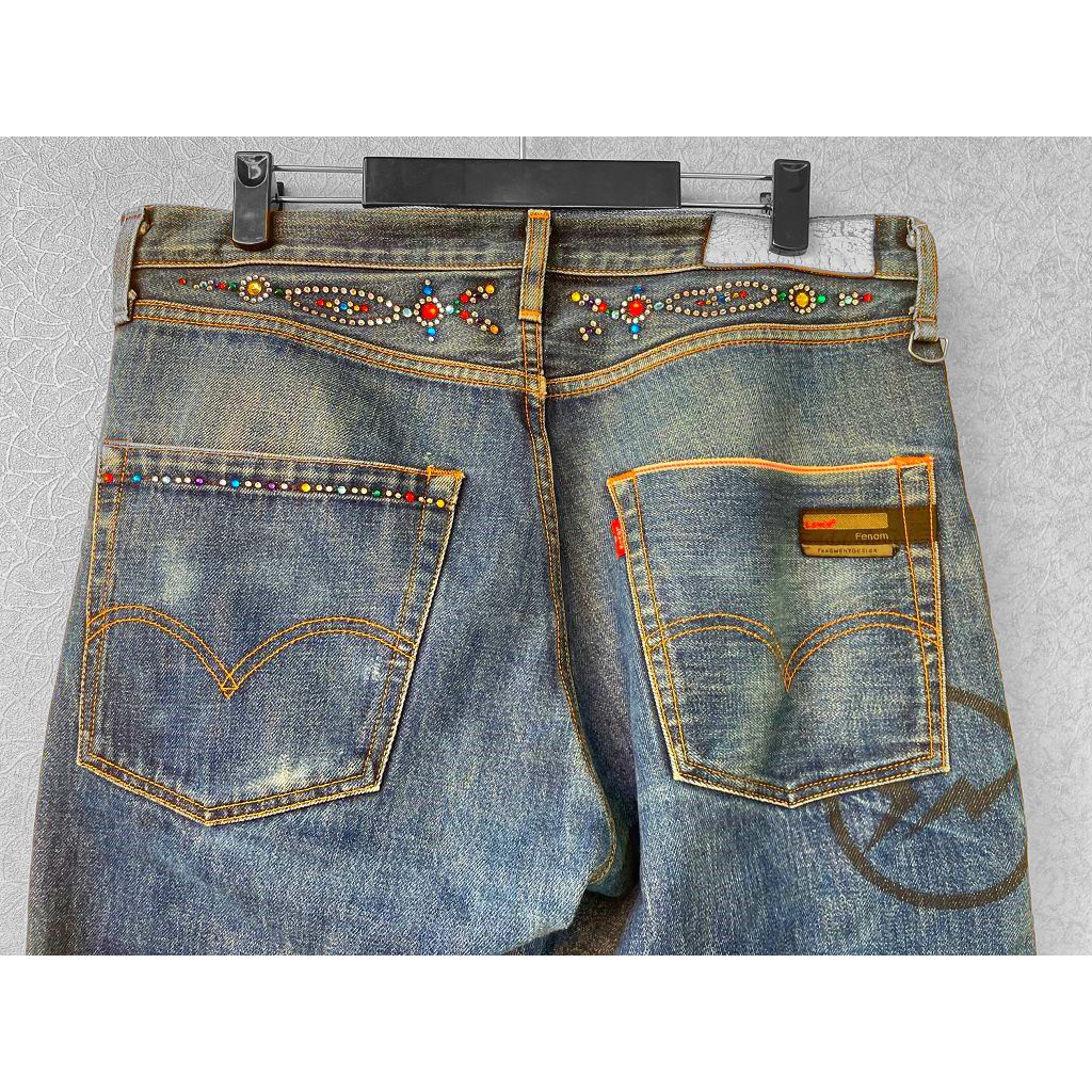 BLACK美中古LEVIS x FRAGMENT彩虹水鑽FENOM水洗小破壞DISCO圓 BLACK美中古LEVIS x FRAGMENT彩虹水鑽FENOM水洗小破壞DISCO圓