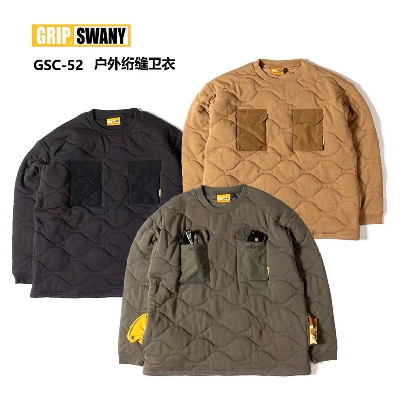 Grip swany GSC-52 GEAR POCKET QUILT CREW 2.0 露營長袖T恤上衣禦寒