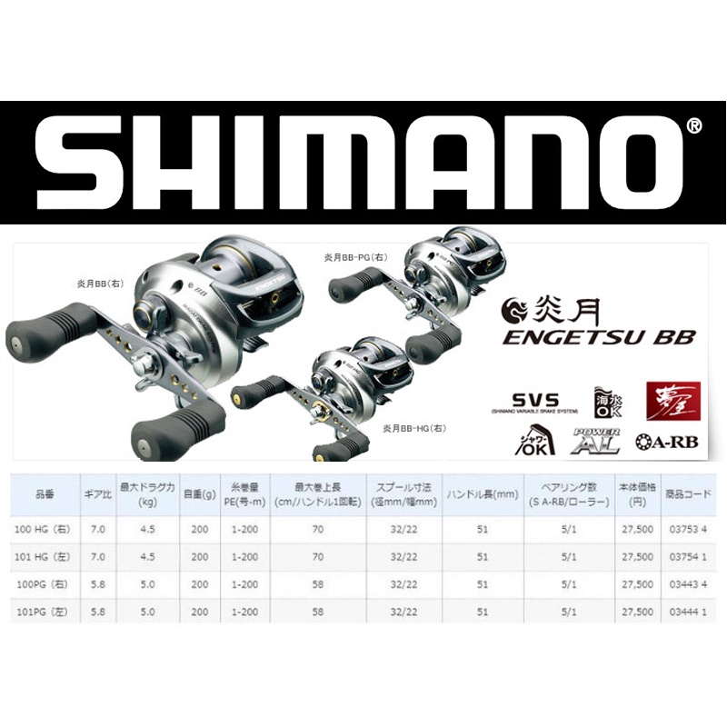 全新正品公司貨 SHIMANO 炎月 BB ENGETSU 兩軸鐵板 路亞 捲線器 船釣小搞搞適用 小烏龜