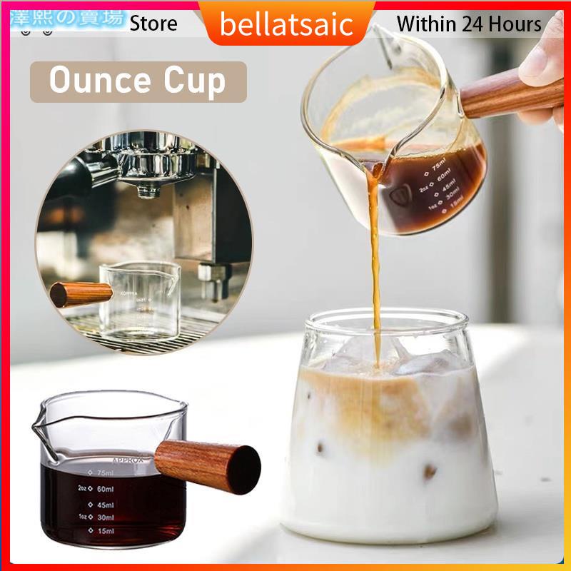 Espresso Measuring Cup With Wooden Handle Double Spouts Crea 蝦皮購物