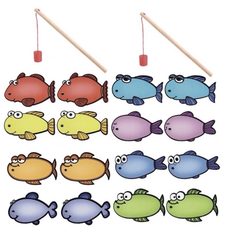 可擦寫釣魚教具組💜魚兒教具 (16隻魚+兩支釣竿)，釣魚桌遊，英文桌遊，顏色教學 顏色道具 磁性釣魚組 英文教具 | 蝦皮購物