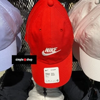 【Simple shop 】NIKE 刺繡 LOGO 老帽 NIKE 運動帽 鴨舌帽 帽子 紅色 913011-657