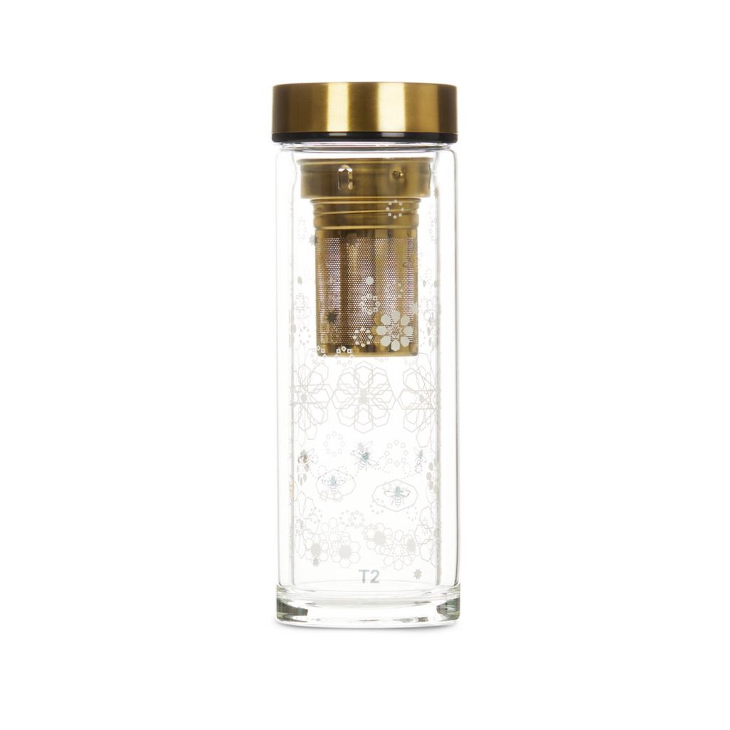T2 Boxed Double Walled Glass Flask Bee Moroccan