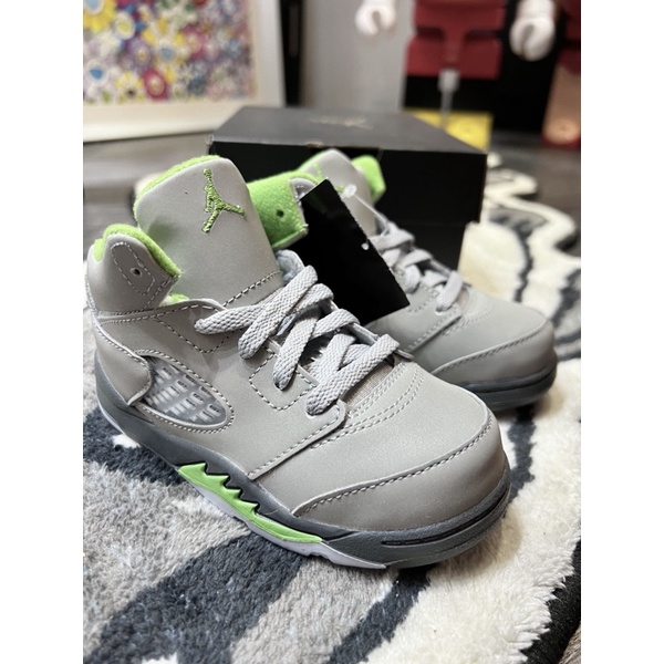 BLS • 小童NIKE AIR JORDAN 5 RETRO 灰銀綠AJ5 全反光DQ3736-003 童鞋