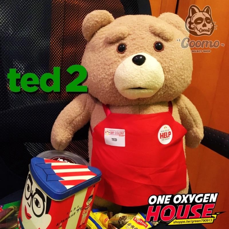 Coomo 日單正版電影 熊麻吉TED泰迪 超大 高46公分 圍裙款 店員裝TED2聖誕禮物 玩偶 娃娃 絨毛玩具 公仔 | 蝦皮購物