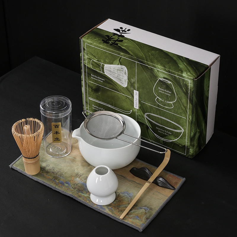 日式茶筅套裝百本立抹茶刷抹茶碗茶勺茶巾百本立抹茶工具茶筅立宋代點