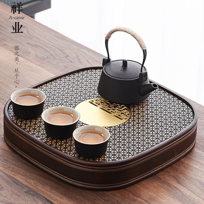 茶盤工夫茶盤茶臺小茶盤泡茶板瀝水茶盤竹木材質祥業茶具茶盤新款家用竹 