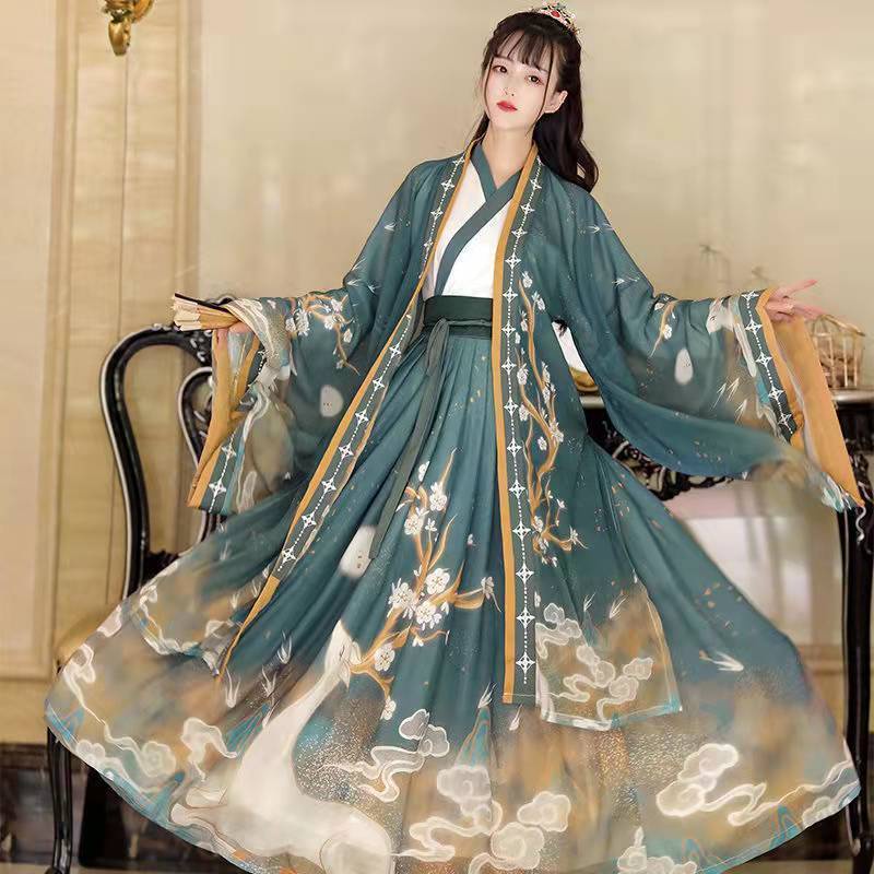 漢服女 魏晉風齊腰襦裙超仙古裝女成年人學生日常春秋款 古裝衣服 古風女裝 | 蝦皮購物
