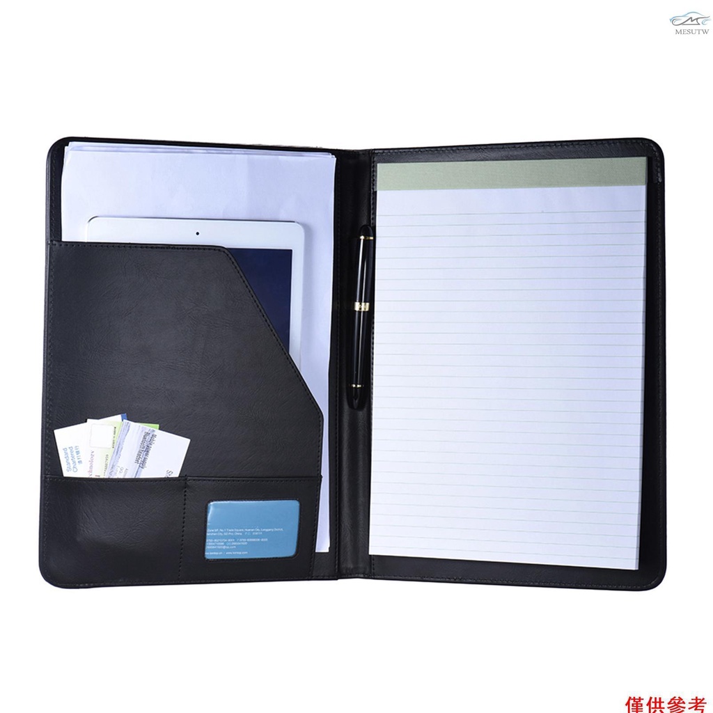 多功能商務公文包 Padfolio 文件夾文件盒收納袋 A4 PU 皮革帶名片夾備忘錄記事本 | 蝦皮購物