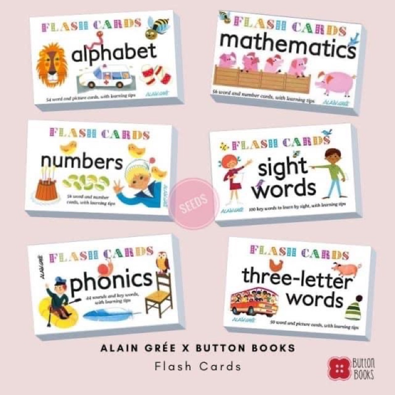 Button Book】Alain Gree Flash Card 學習圖卡 閃卡 Alphabet Phonics | 蝦皮購物