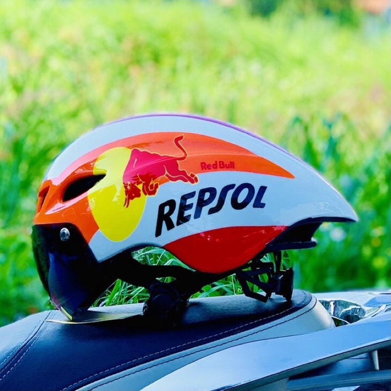 ROYAL MD-16 MD16 模壓玻璃自行車頭盔 REPSOL 郵票光滑啞光黑碳泰坦低價 | 蝦皮購物
